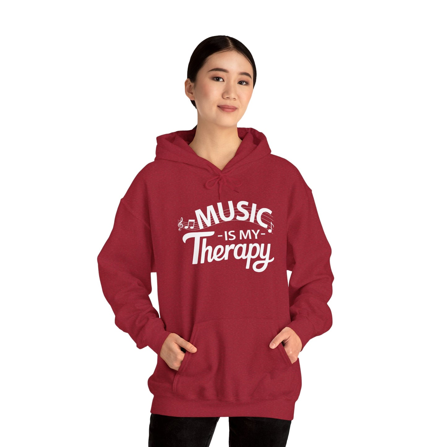 MUSIC Is My Therapy HOODIE | Inspirational Unisex Hooded Sweatshirt for Music Lover | Gift for Musician, DJ
