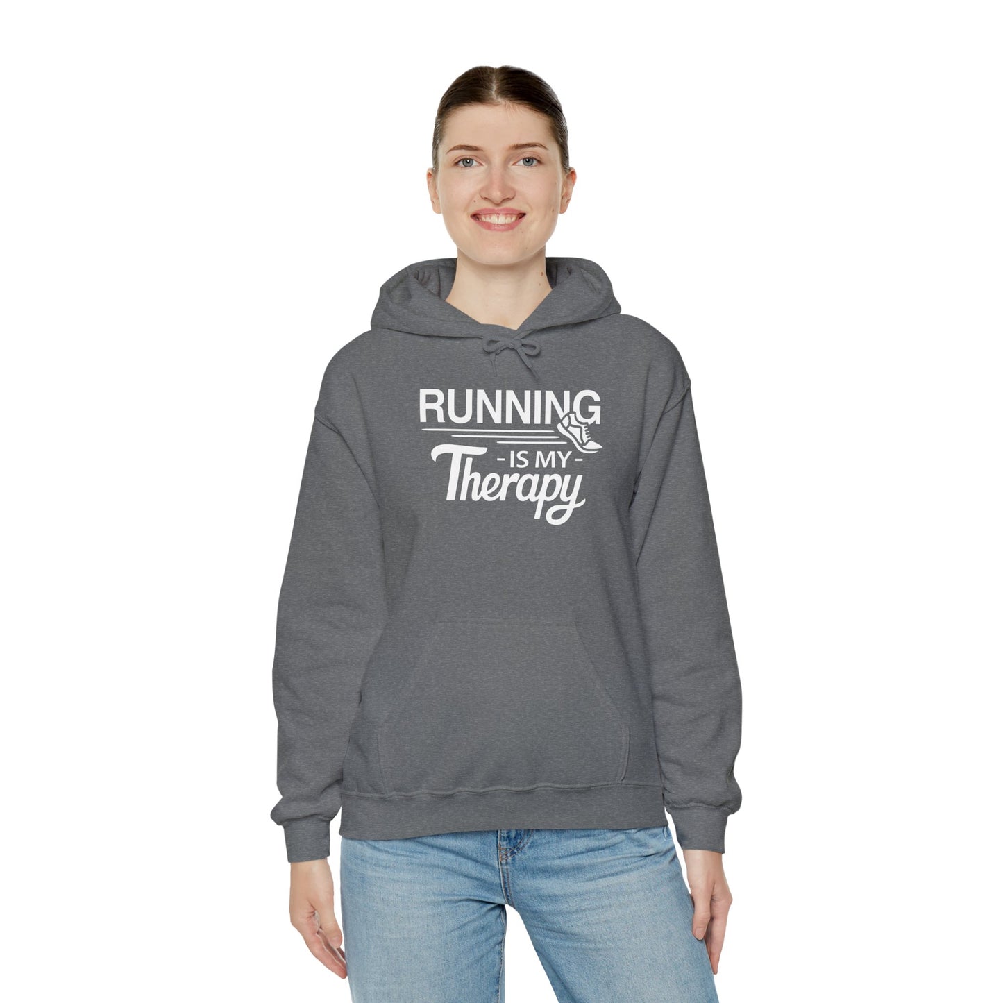 RUNNING Is My Therapy HOODIE | Inspirational Unisex Hooded Sweatshirt for Runners | Gift for Fitness Enthusiast