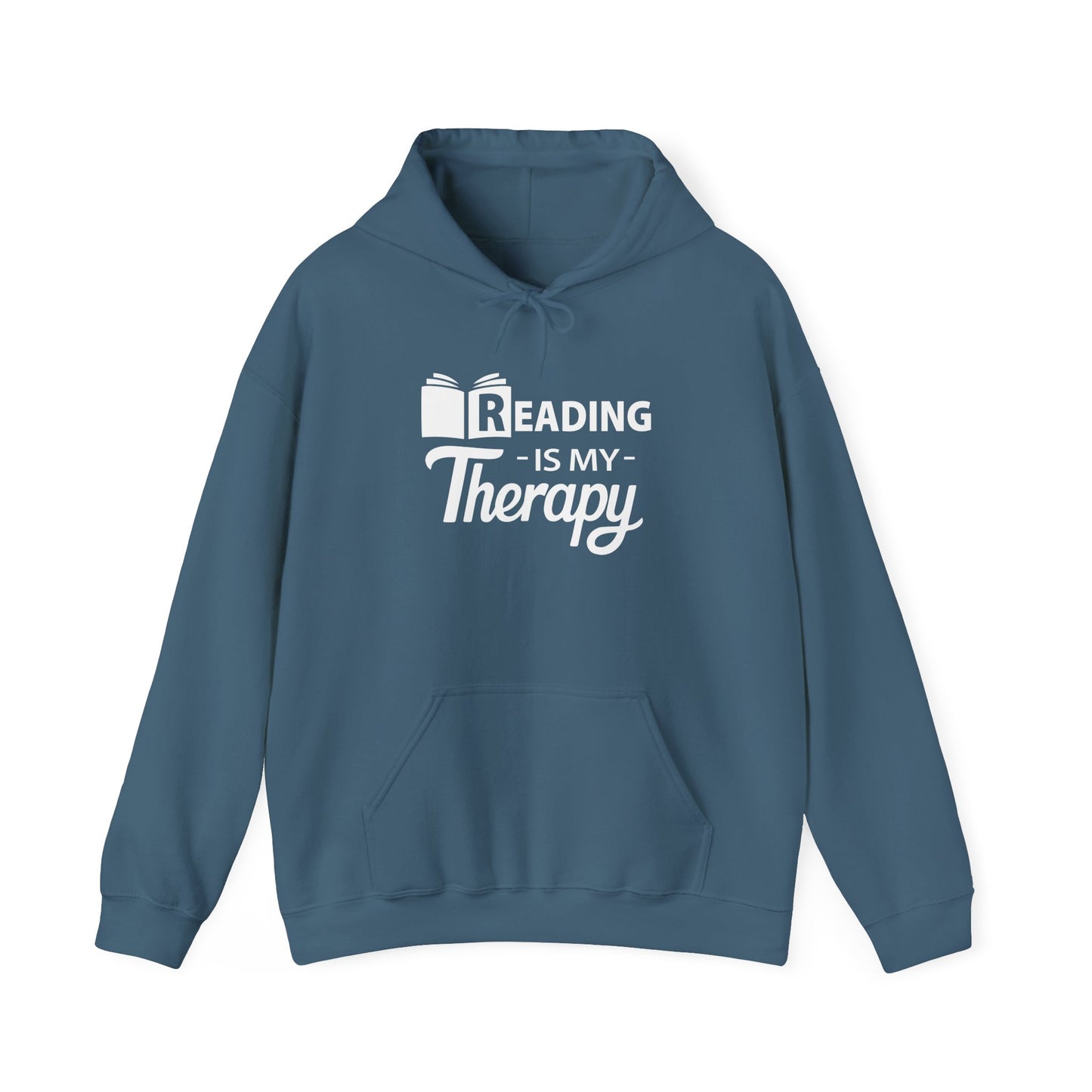 READING Is My Therapy HOODIE | Inspirational Unisex Hooded Sweatshirt for Readers | Gift for Bookworms and Librarians