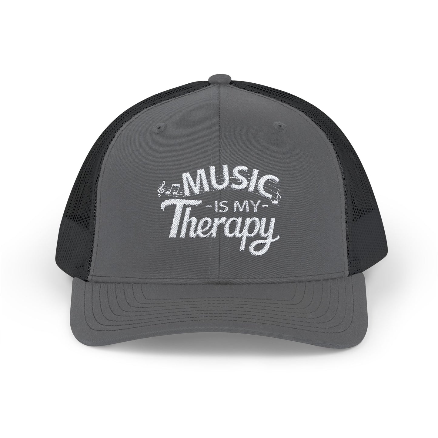 Music Is My Therapy Embroidered Trucker Cap | Unisex Hat for Music Lovers, Musicians, DJs, Singer | Creative Gift Idea