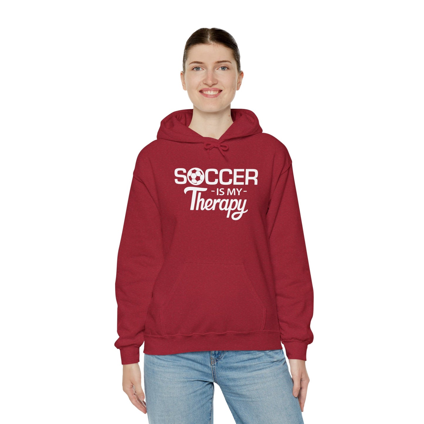 SOCCER Is My Therapy HOODIE | Inspirational Unisex Hooded Sweatshirt for Soccer Lover | Gift for Soccer Players, Coach