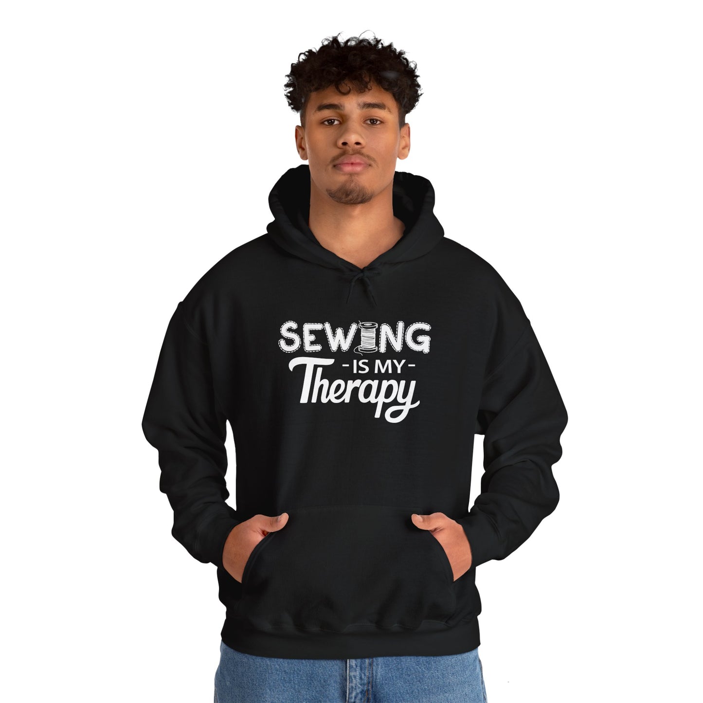 SEWING Is My Therapy HOODIE | Inspirational Unisex Hooded Sweatshirt for Sewing Enthusiast | Gift for Seamstress and Crafters