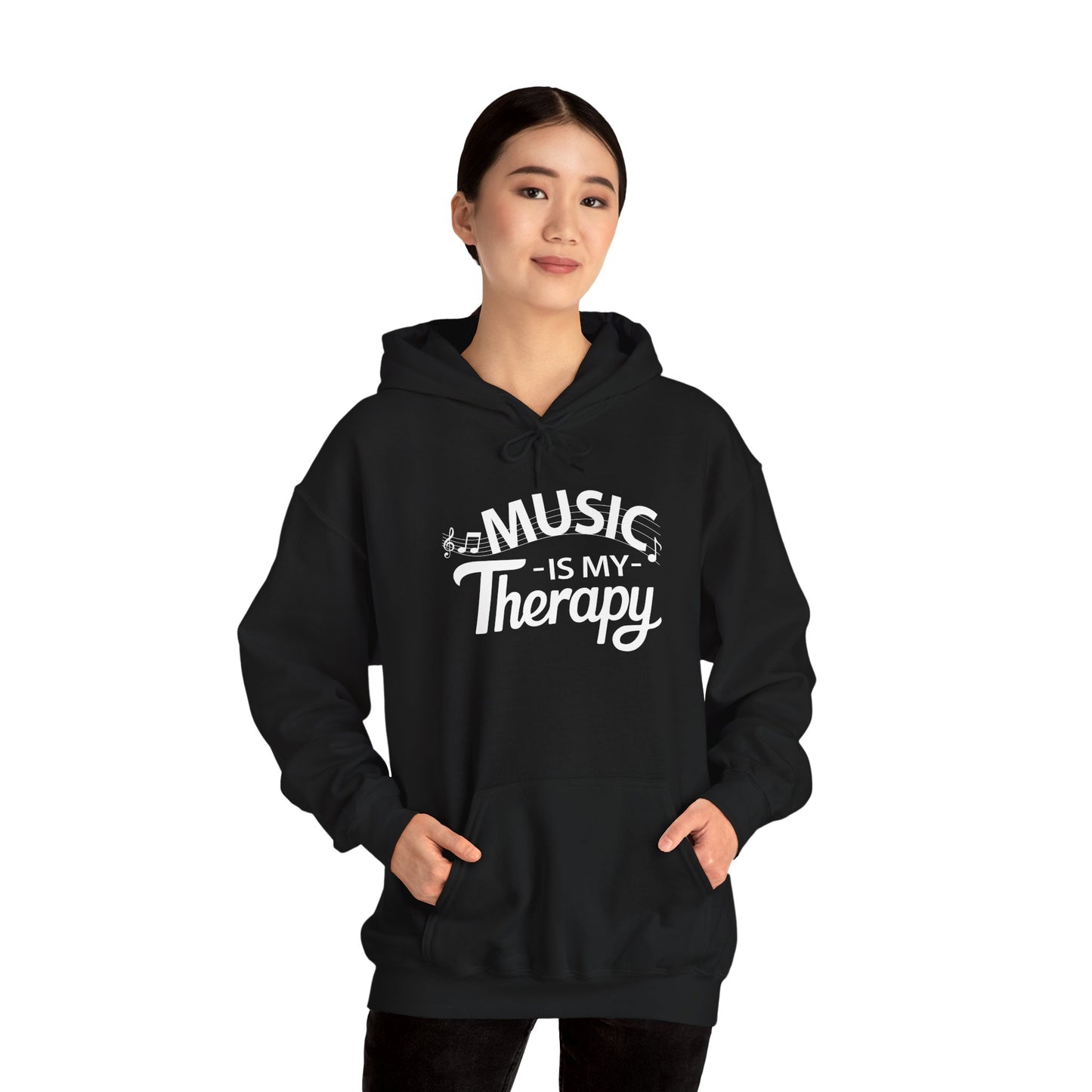 MUSIC Is My Therapy HOODIE | Inspirational Unisex Hooded Sweatshirt for Music Lover | Gift for Musician, DJ