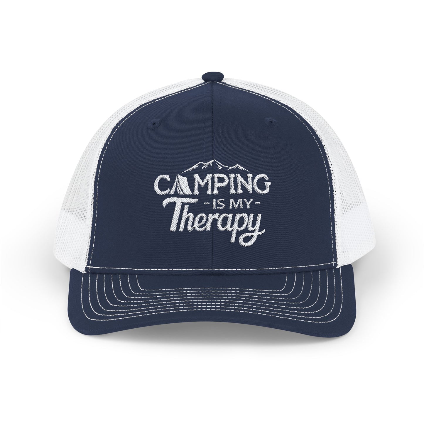 CAMPING Is My Therapy EMBROIDERED HAT | Trucker Cap for Campers | Gift for Outdoor Enthusiasts