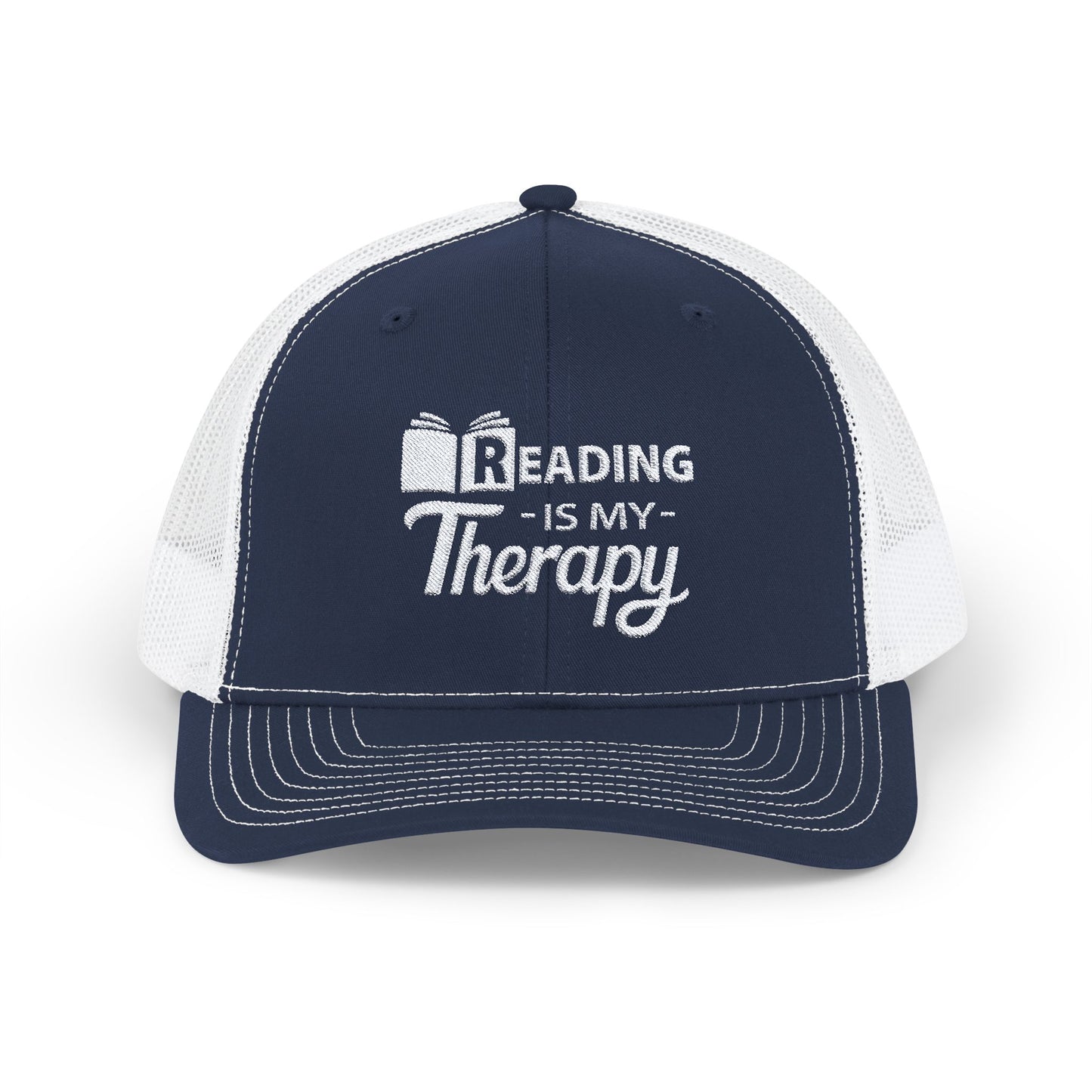 READING Is My Therapy EMBROIDERED HAT | Trucker Cap for Readers | Gift for Bookworms and Librarians