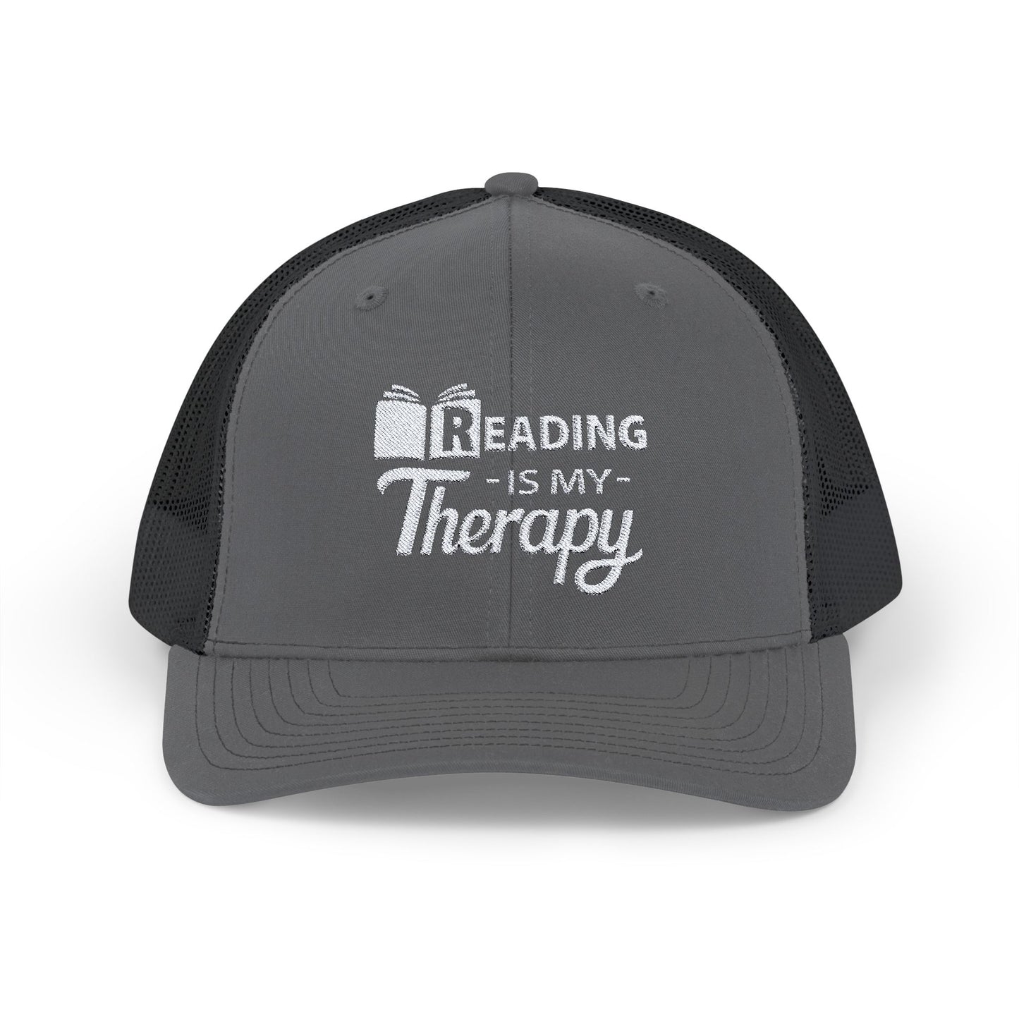 READING Is My Therapy EMBROIDERED HAT | Trucker Cap for Readers | Gift for Bookworms and Librarians