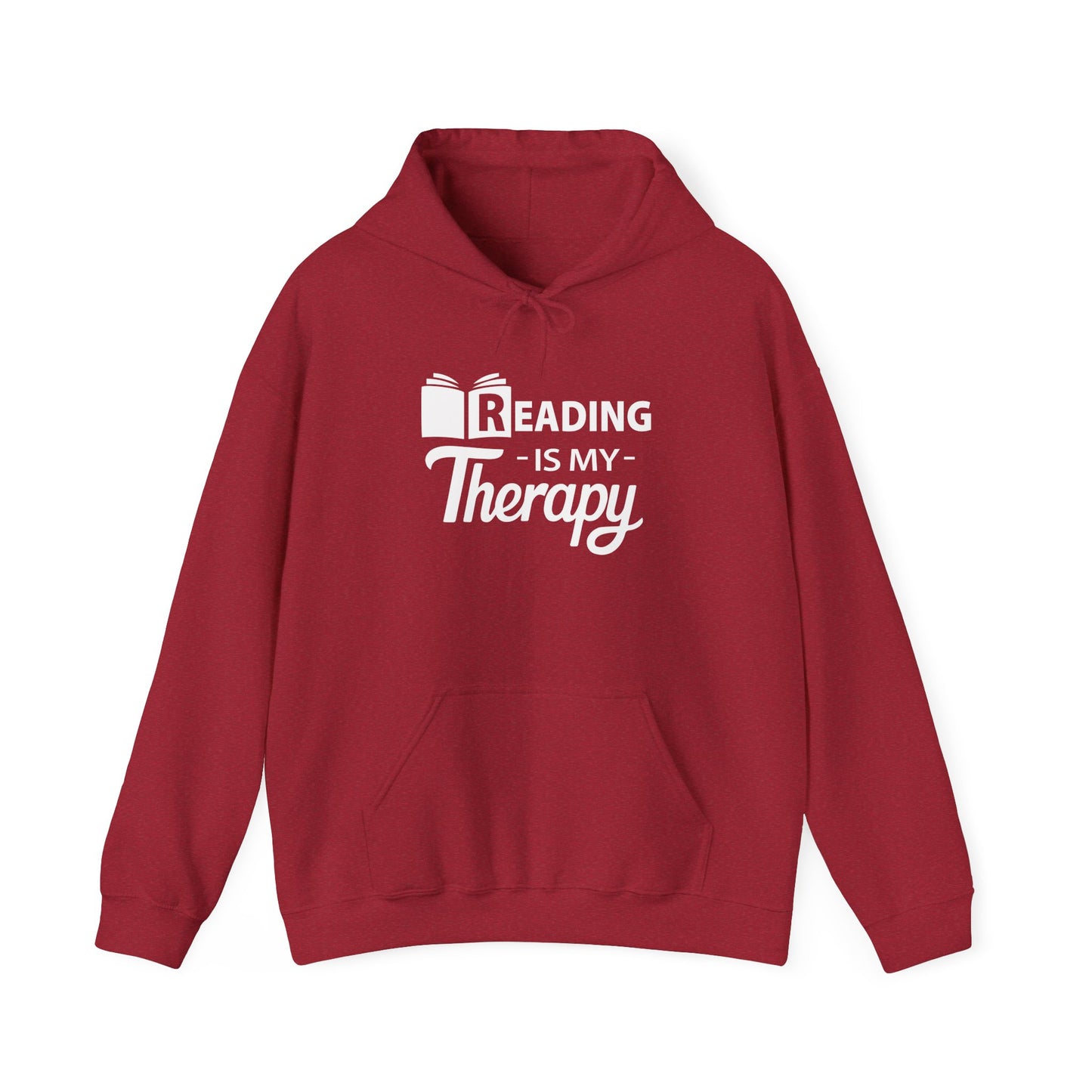 READING Is My Therapy HOODIE | Inspirational Unisex Hooded Sweatshirt for Readers | Gift for Bookworms and Librarians