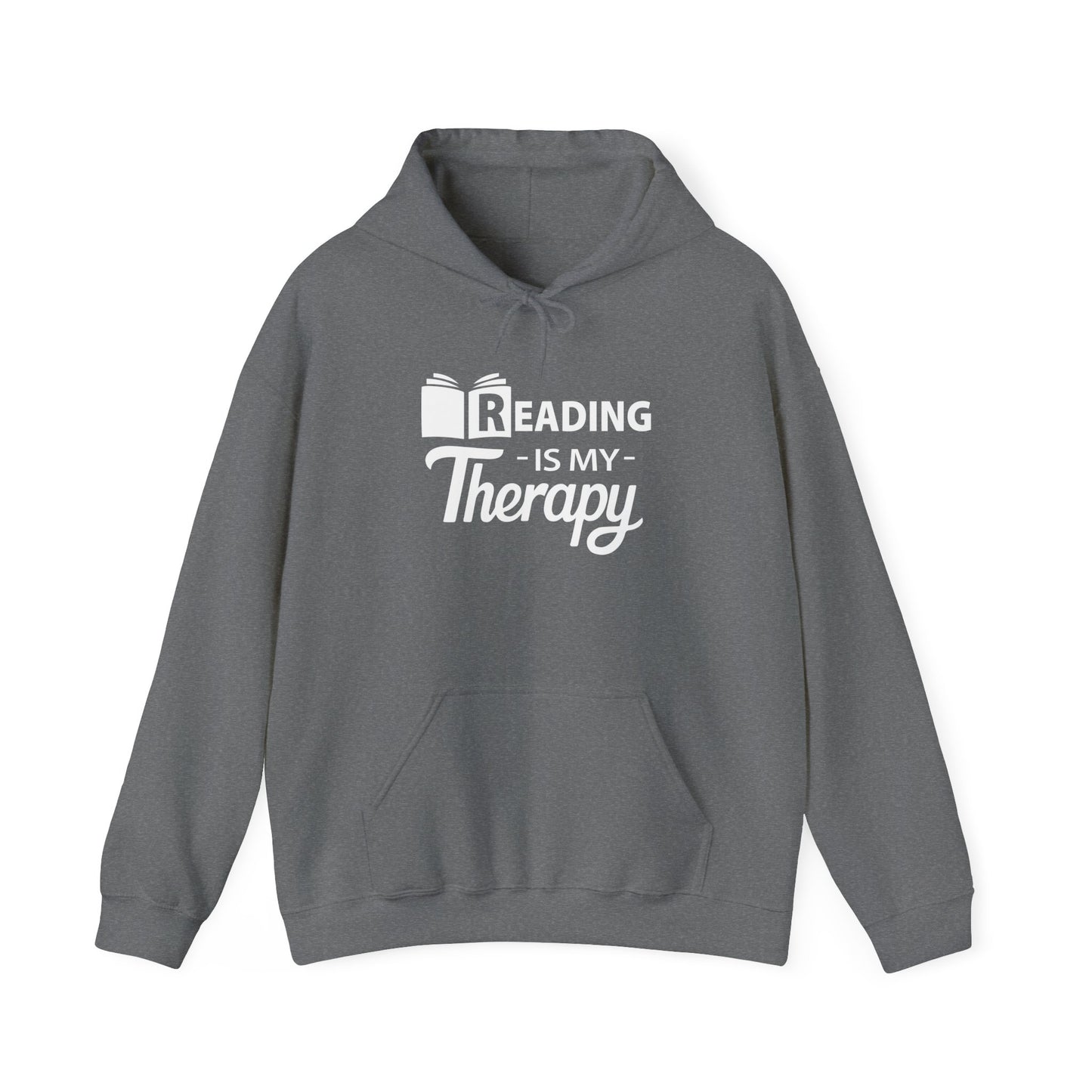 READING Is My Therapy HOODIE | Inspirational Unisex Hooded Sweatshirt for Readers | Gift for Bookworms and Librarians