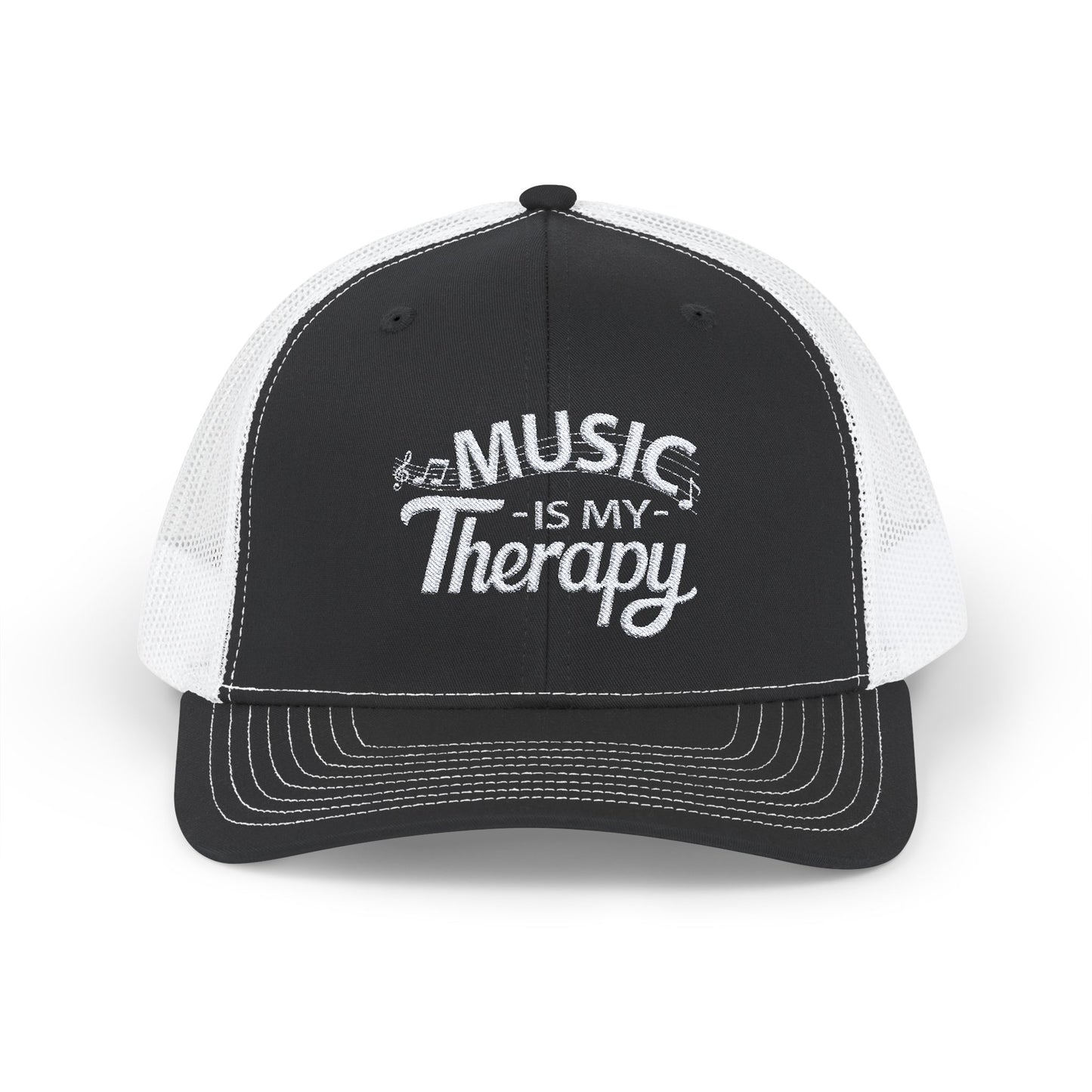 Music Is My Therapy Embroidered Trucker Cap | Unisex Hat for Music Lovers, Musicians, DJs, Singer | Creative Gift Idea