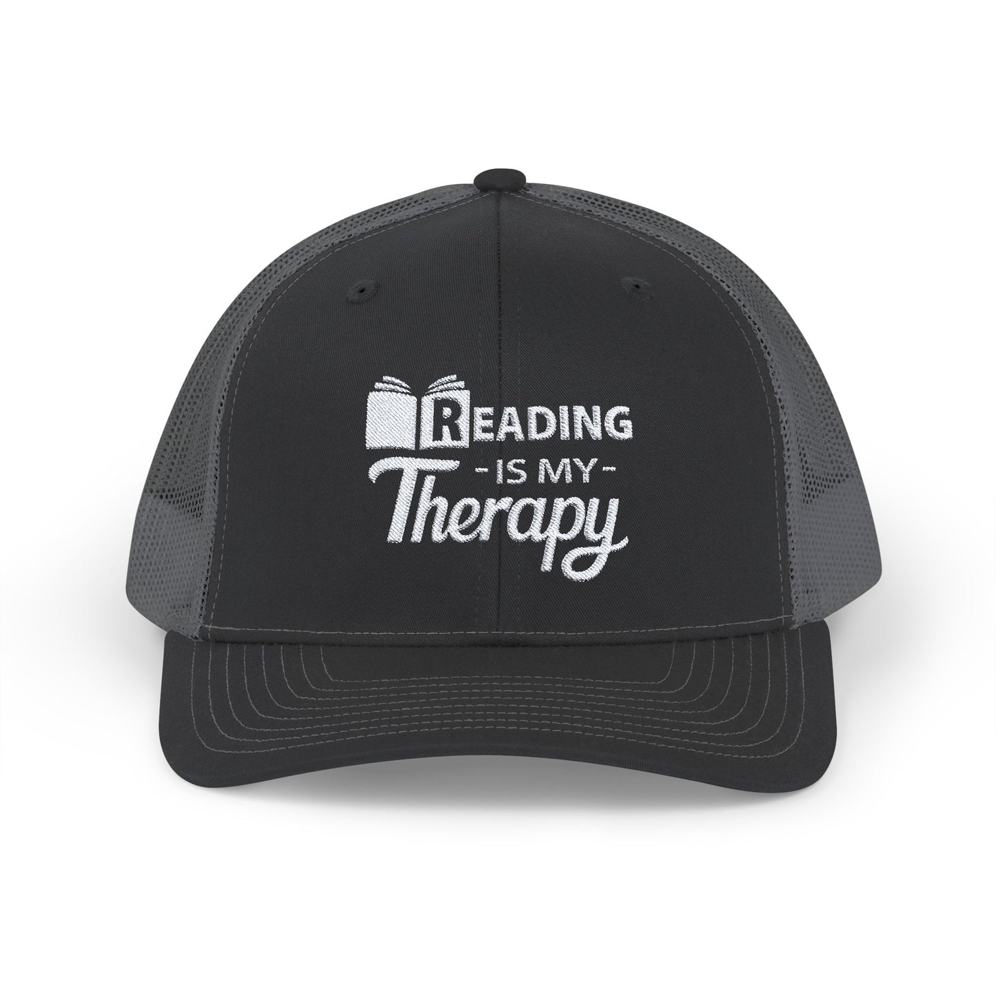 READING Is My Therapy EMBROIDERED HAT | Trucker Cap for Readers | Gift for Bookworms and Librarians