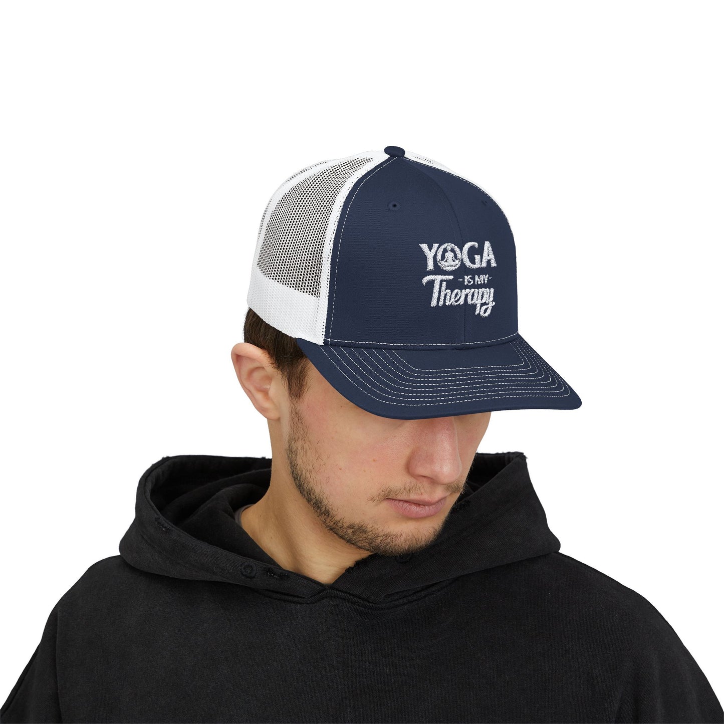 YOGA Is My Therapy EMBROIDERED HAT | Trucker Cap for Yoga Lovers | Gift for Yoga Class, Meditation