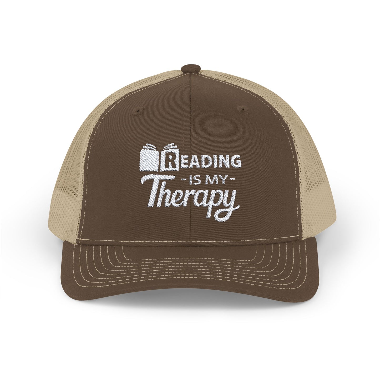 READING Is My Therapy EMBROIDERED HAT | Trucker Cap for Readers | Gift for Bookworms and Librarians