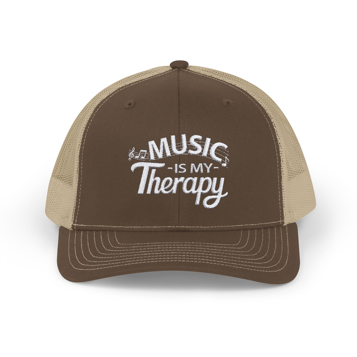 Music Is My Therapy Embroidered Trucker Cap | Unisex Hat for Music Lovers, Musicians, DJs, Singer | Creative Gift Idea