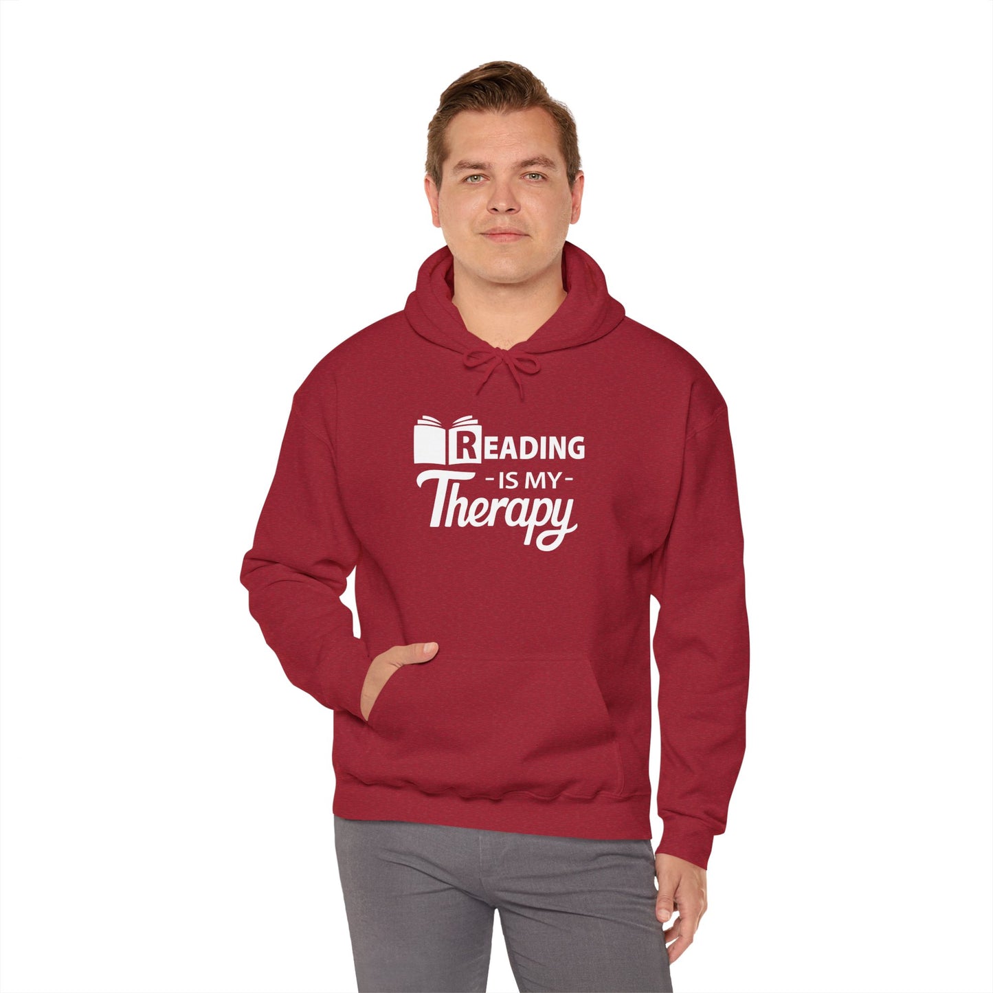 READING Is My Therapy HOODIE | Inspirational Unisex Hooded Sweatshirt for Readers | Gift for Bookworms and Librarians