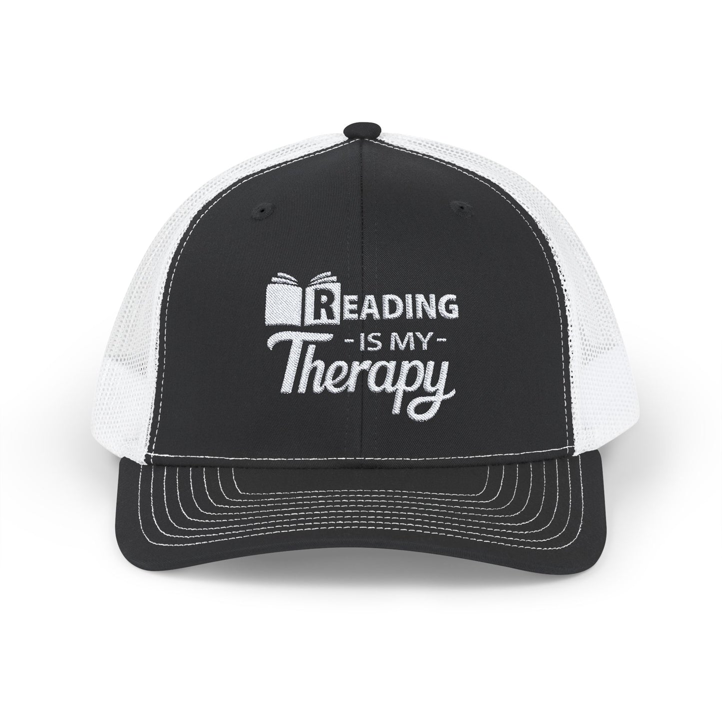 READING Is My Therapy EMBROIDERED HAT | Trucker Cap for Readers | Gift for Bookworms and Librarians