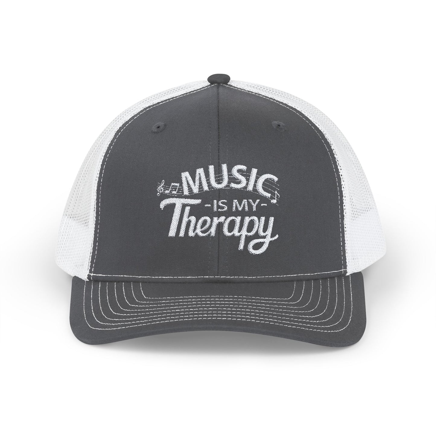 Music Is My Therapy Embroidered Trucker Cap | Unisex Hat for Music Lovers, Musicians, DJs, Singer | Creative Gift Idea