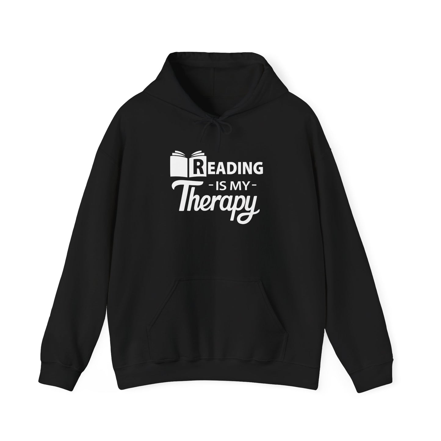 READING Is My Therapy HOODIE | Inspirational Unisex Hooded Sweatshirt for Readers | Gift for Bookworms and Librarians