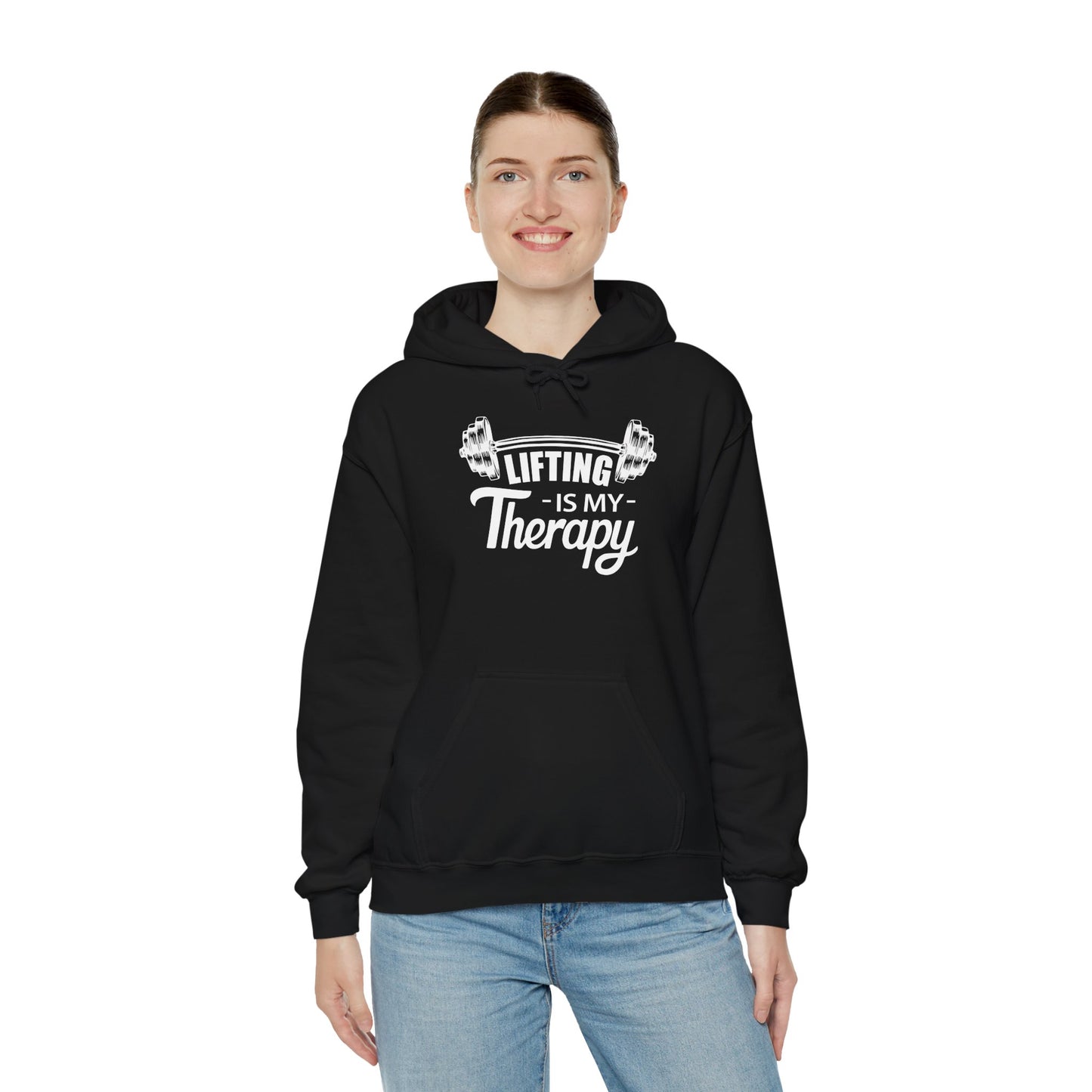 LIFTING Is My Therapy HOODIE | Inspirational Unisex Hooded Sweatshirt for Weightlifters | Gift for Gym Enthusiasts, Body Builders