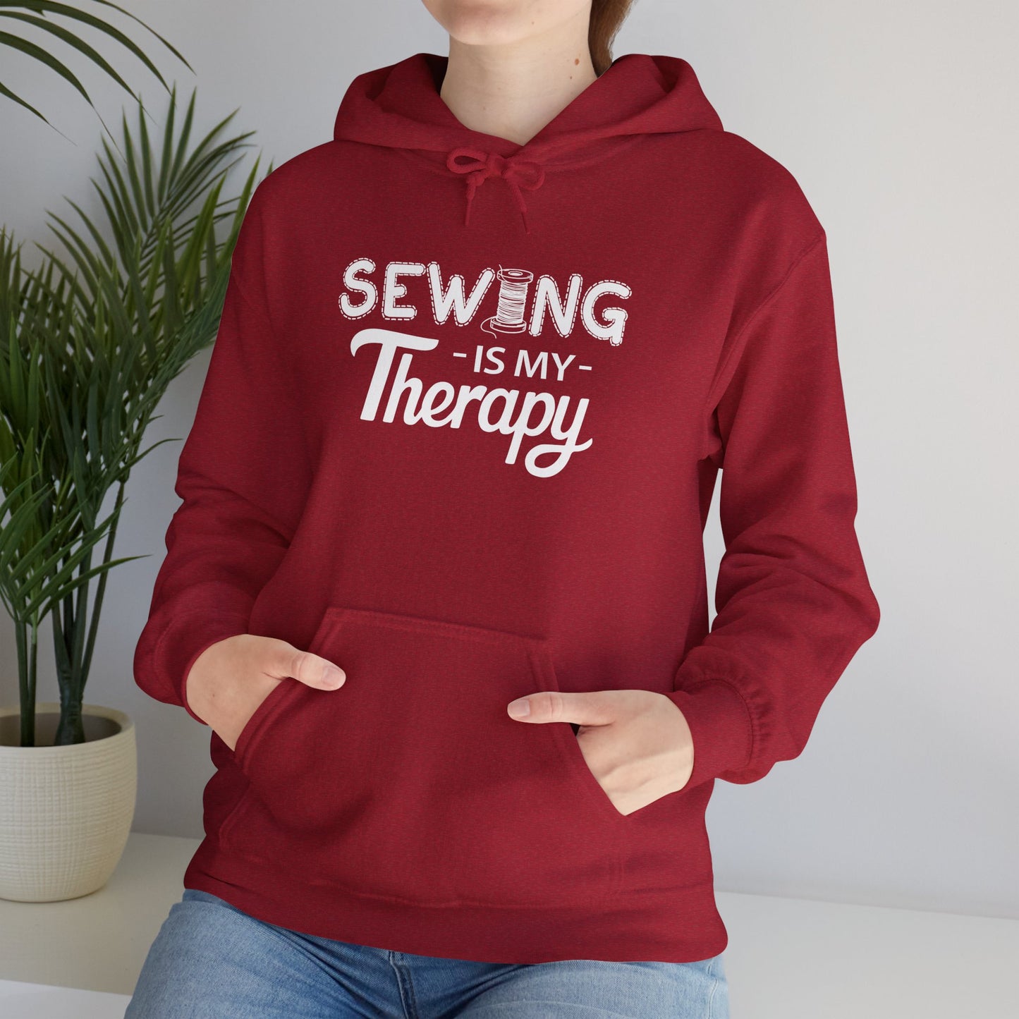 SEWING Is My Therapy HOODIE | Inspirational Unisex Hooded Sweatshirt for Sewing Enthusiast | Gift for Seamstress and Crafters