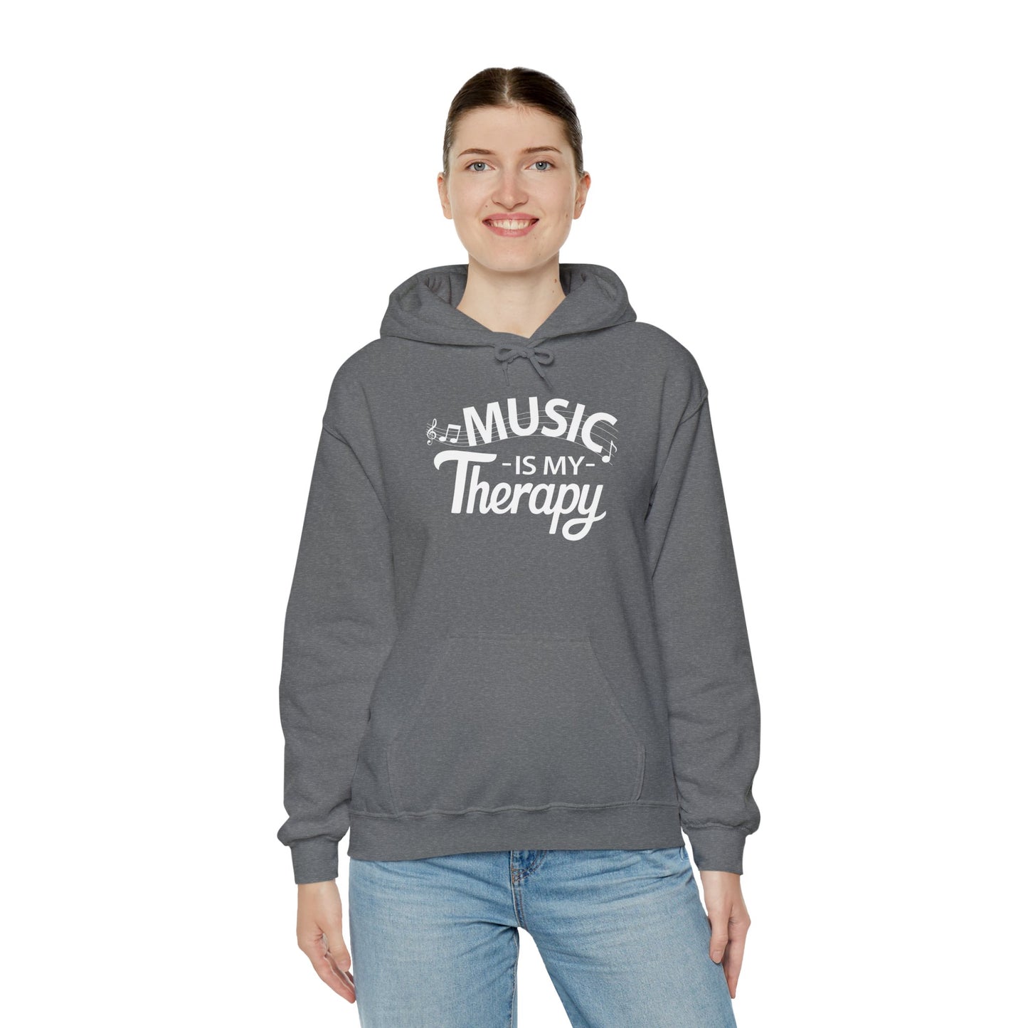 MUSIC Is My Therapy HOODIE | Inspirational Unisex Hooded Sweatshirt for Music Lover | Gift for Musician, DJ