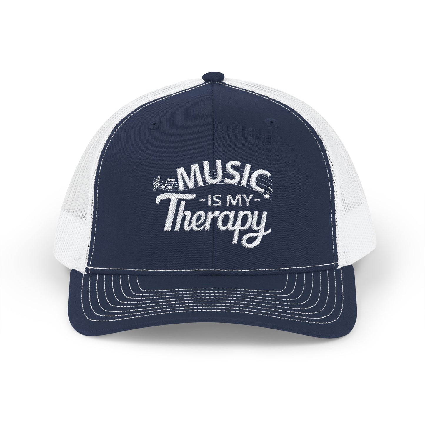 Music Is My Therapy Embroidered Trucker Cap | Unisex Hat for Music Lovers, Musicians, DJs, Singer | Creative Gift Idea