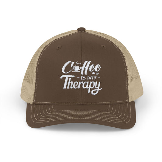 COFFEE Is My Therapy EMBROIDERED HAT | Trucker Cap for Coffee Lovers | Gift for Barista