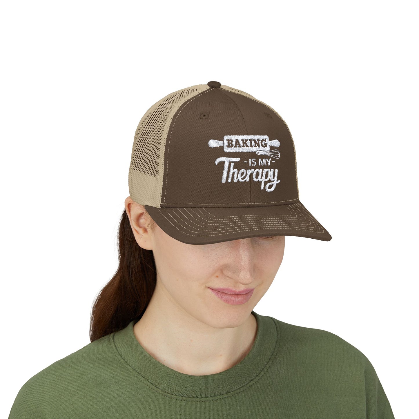 BAKING Is My Therapy EMBROIDERED HAT | Trucker Cap for Bakers | Gift for Baking Enthusiasts