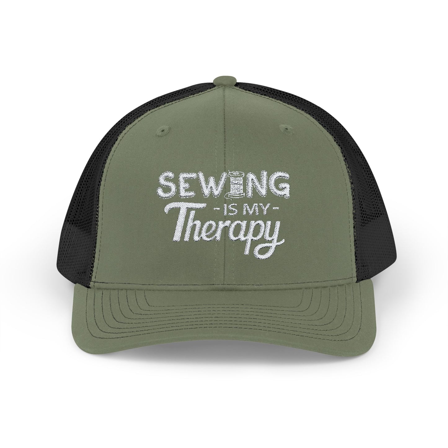 SEWING Is My Therapy EMBROIDERED HAT | Trucker Cap for for Sewing Enthusiast | Gift for Crafter, Seamstress