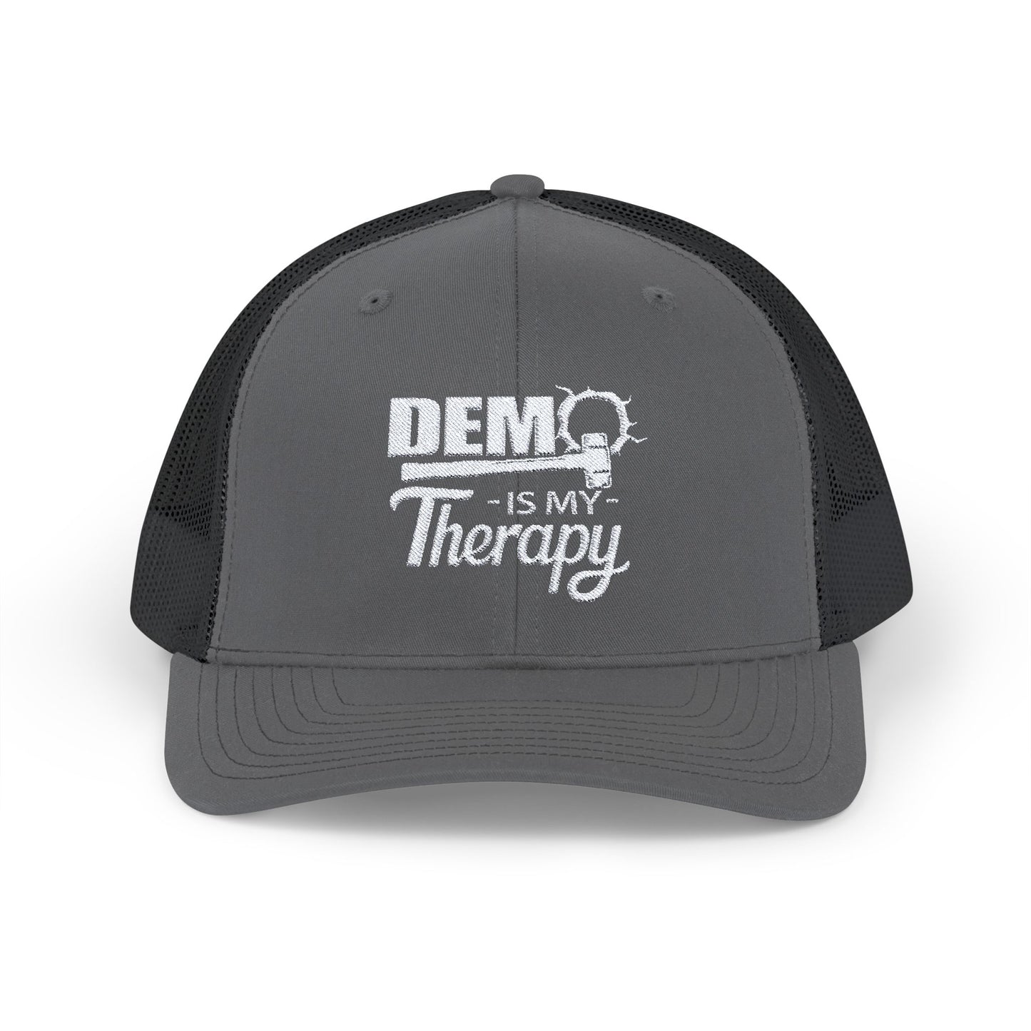 DEMO Is My Therapy EMBROIDERED HAT | Trucker Cap for Demolition Enthusiast | Gift for Construction Remodeling