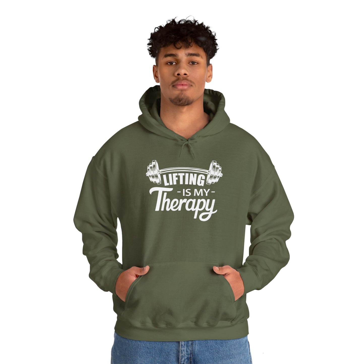 LIFTING Is My Therapy HOODIE | Inspirational Unisex Hooded Sweatshirt for Weightlifters | Gift for Gym Enthusiasts, Body Builders