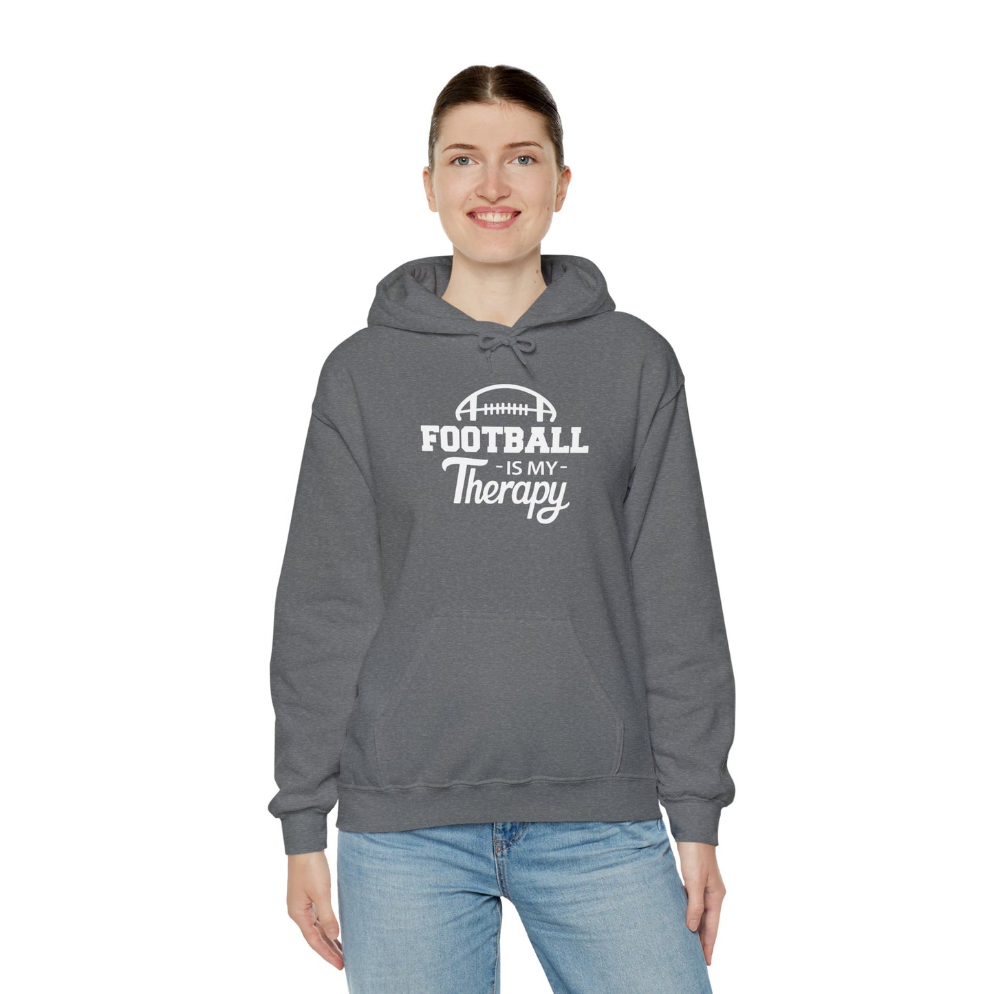 FOOTBALL Is My Therapy HOODIE | Inspirational Unisex Hooded Sweatshirt for Football Lover | Sports Fan Game Day Gift