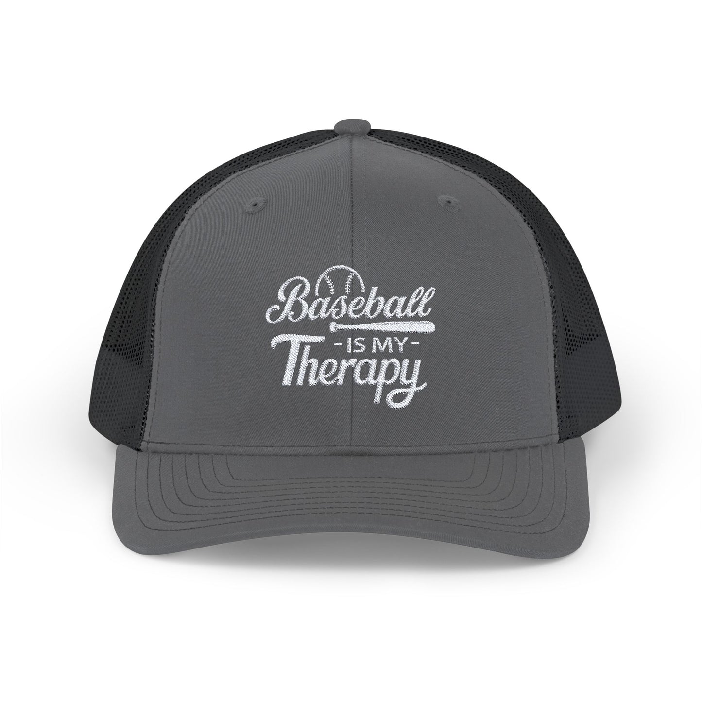 BASEBALL Is My Therapy EMBROIDERED HAT | Trucker Cap for Baseball Lovers | Gift for Baseball Players