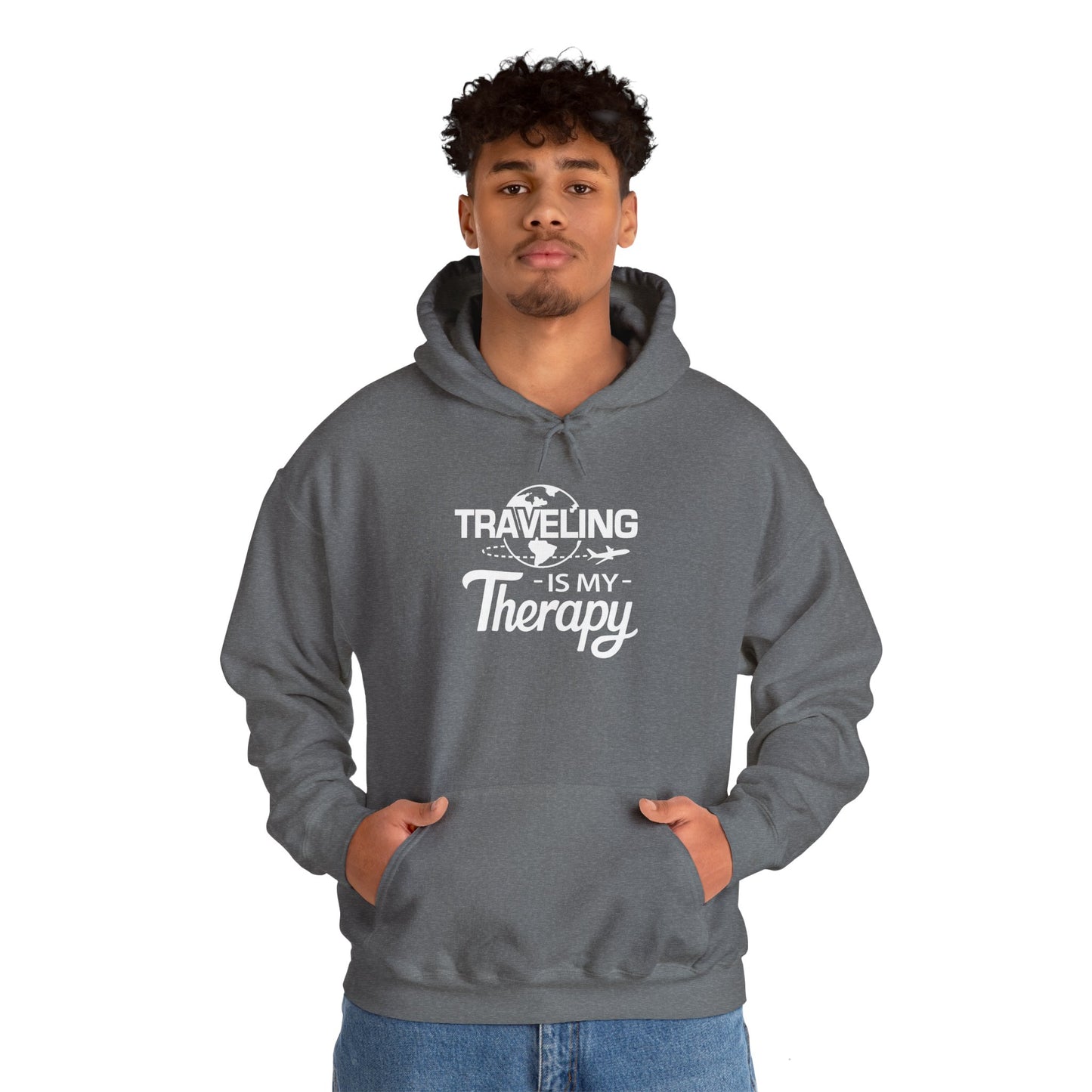 TRAVELING Is My Therapy HOODIE | Inspirational Unisex Hooded Sweatshirt for Travel Lovers | Gift for Explorers