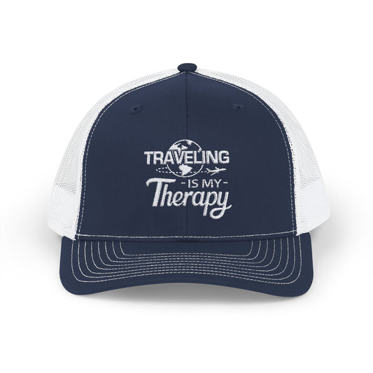 TRAVELING Is My Therapy EMBROIDERED HAT | Trucker Cap for for Travel Lovers | Gift for Wanderlusts