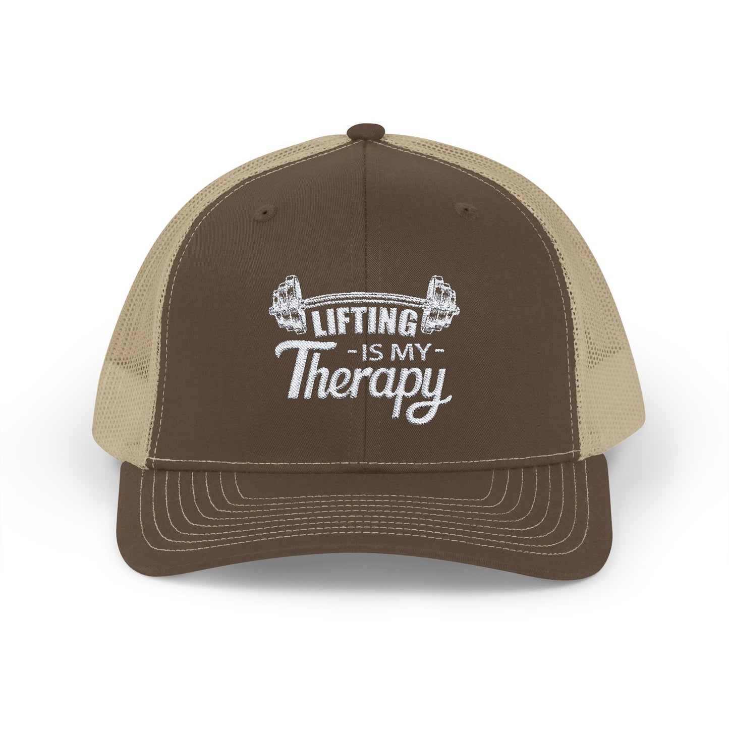 LIFTING Is My Therapy EMBROIDERED HAT | Trucker Cap for Weightlifters | Gift for Gym Enthusiasts, Body Builders