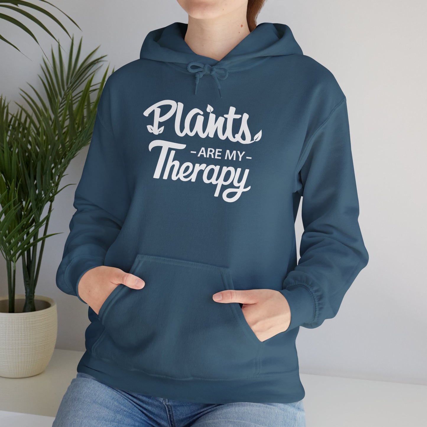 PLANTS Are My Therapy HOODIE | Inspirational Unisex Hooded Sweatshirt for Plant Lover | Gift for Gardener