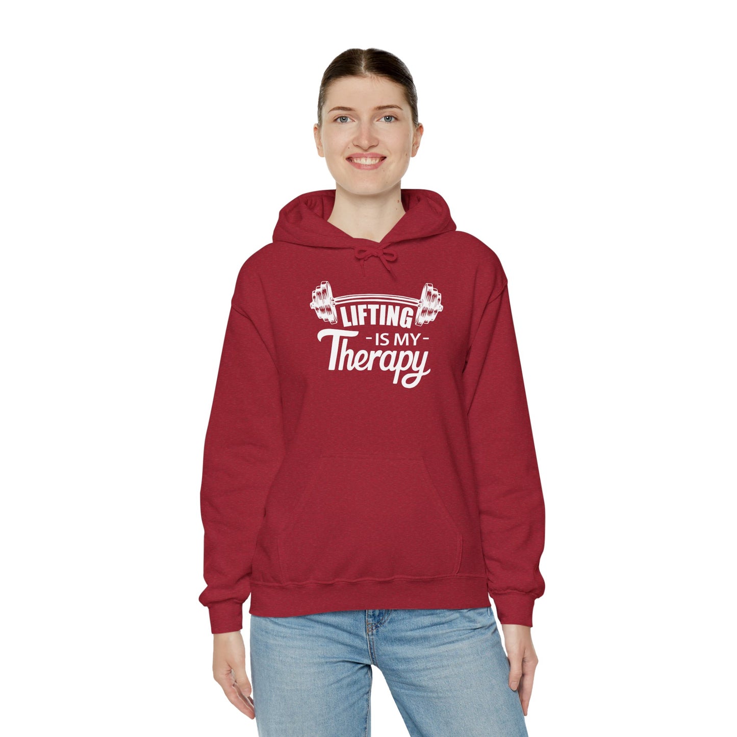 LIFTING Is My Therapy HOODIE | Inspirational Unisex Hooded Sweatshirt for Weightlifters | Gift for Gym Enthusiasts, Body Builders