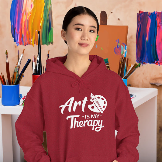 ART Is My Therapy HOODIE | Inspirational Unisex Hooded Sweatshirt for Art Lovers | Creative Gift for Artists & Art Enthusiasts