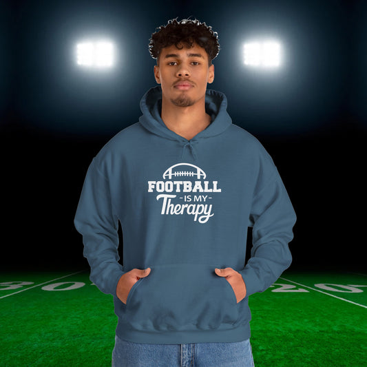 FOOTBALL Is My Therapy HOODIE | Inspirational Unisex Hooded Sweatshirt for Football Lover | Sports Fan Game Day Gift