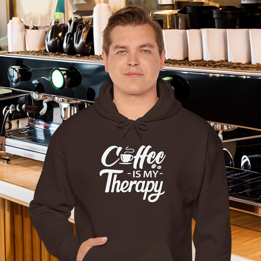 COFFEE Is My Therapy HOODIE | Inspirational Unisex Hooded Sweatshirt for Coffee Lover | Gift for Barista