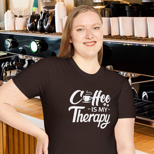 COFFEE Is My Therapy T-SHIRT | Inspirational Unisex Shirt for Coffee Lovers | Gift for Barista