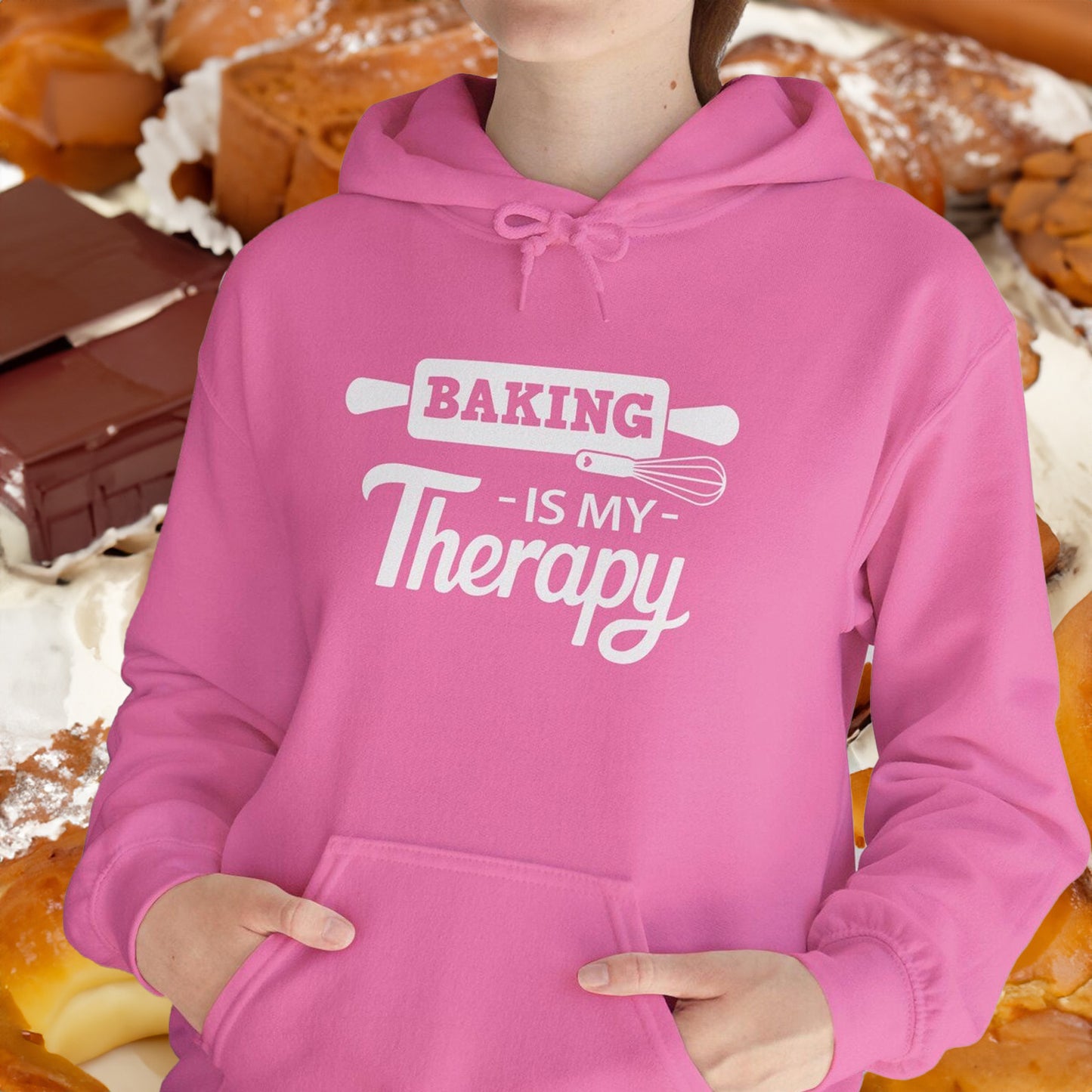 BAKING Is My Therapy HOODIE | Inspirational Unisex Hooded Sweatshirt for Bakers