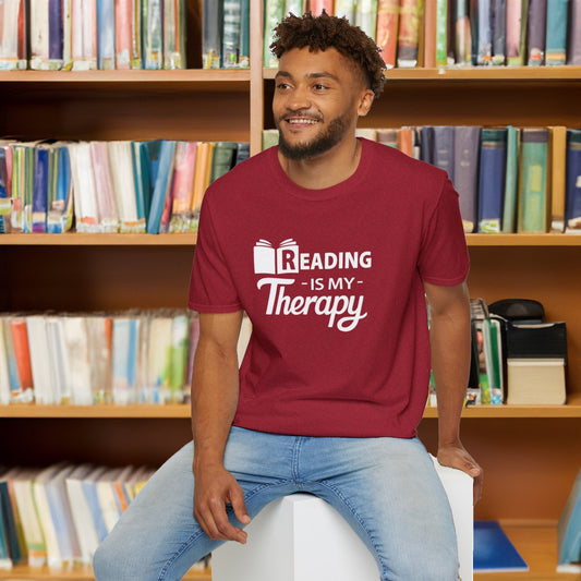 READING Is My Therapy T-SHIRT | Inspirational Unisex Shirt for Readers | Gift for Bookworms and Librarians