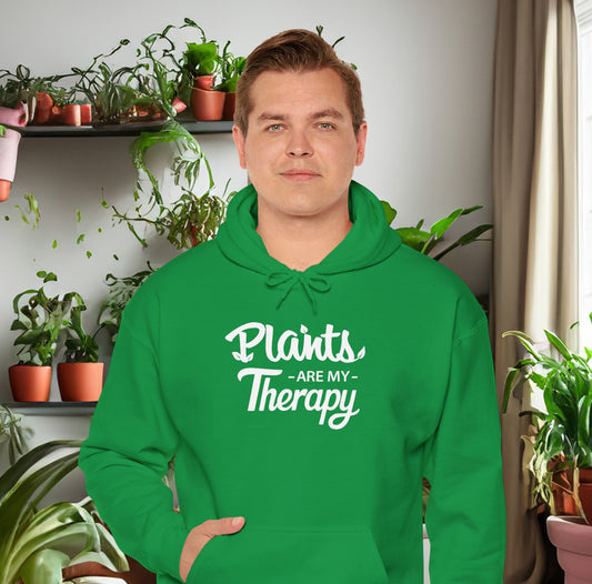 PLANTS Are My Therapy HOODIE | Inspirational Unisex Hooded Sweatshirt for Plant Lover | Gift for Gardener