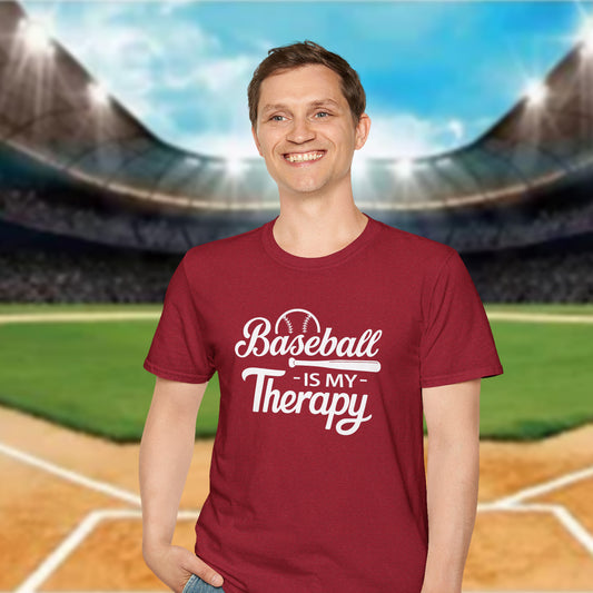 BASEBALL Is My Therapy T-SHIRT | Inspirational Unisex Shirt for Baseball Lovers | Gift for Baseball Players or Coach