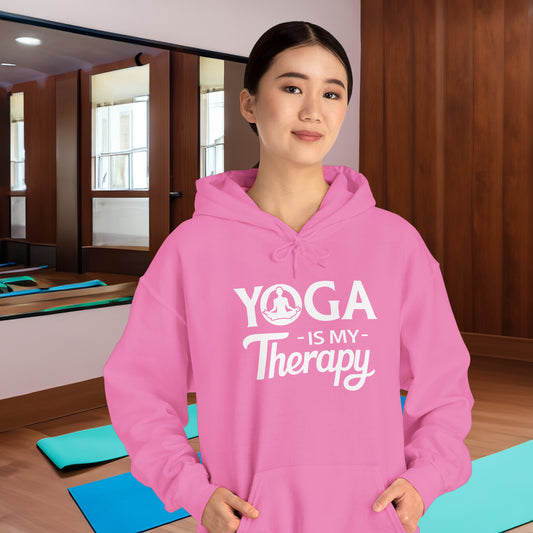 YOGA Is My Therapy HOODIE | Inspirational Unisex Hooded Sweatshirt for Yoga Lover | Gift for Yoga Class, Meditation