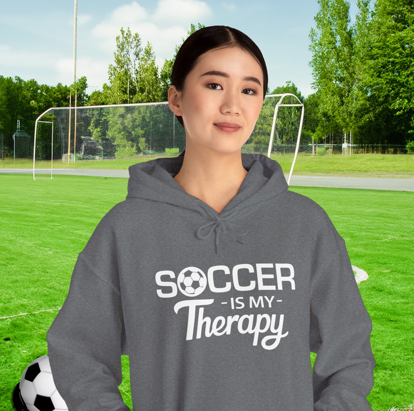 SOCCER Is My Therapy HOODIE | Inspirational Unisex Hooded Sweatshirt for Soccer Lover | Gift for Soccer Players, Coach