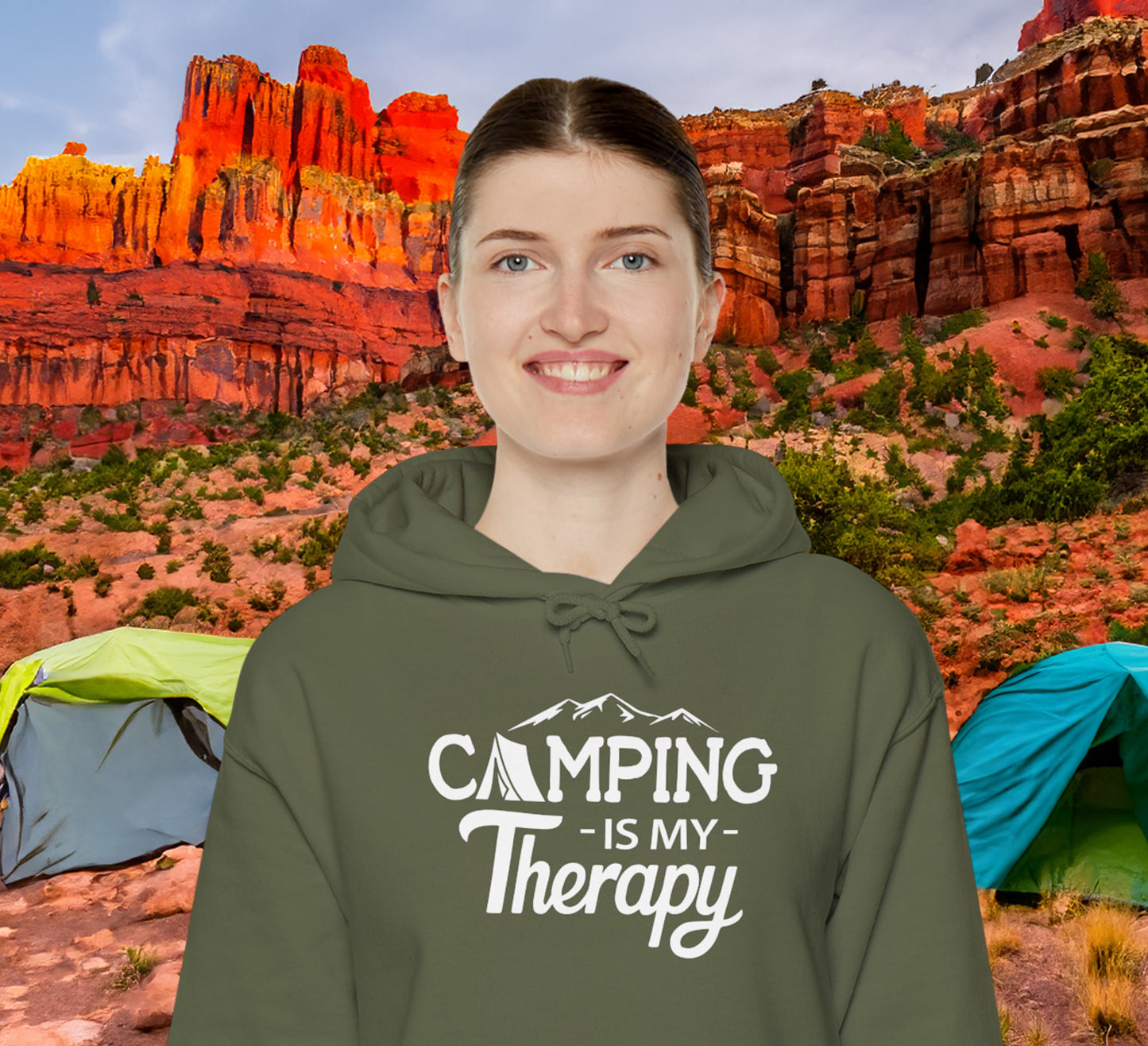 CAMPING Is My Therapy HOODIE | Inspirational Unisex Hooded Sweatshirt for Campers | Gift for Outdoor Enthusiast