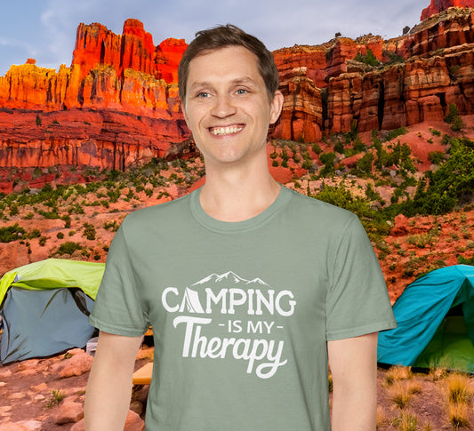 CAMPING Is My Therapy T-SHIRT | Inspirational Unisex Shirt for Campers | Gift for Outdoor Enthusiast