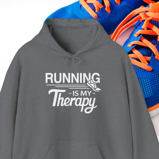 RUNNING Is My Therapy HOODIE | Inspirational Unisex Hooded Sweatshirt for Runners | Gift for Fitness Enthusiast